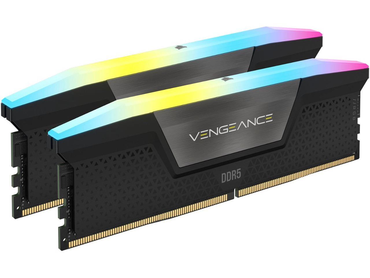 CORSAIR Vengeance RGB 64GB (2 x 32GB) 288-Pin PC RAM DDR5 6000 (PC5 48000) Desktop Memory Model CMH64GX5M2N6000C30