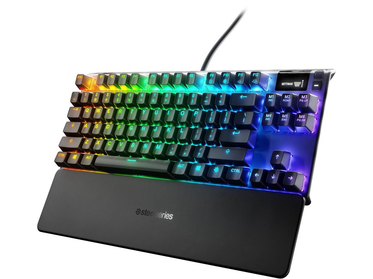 SteelSeries Apex 7 TKL Compact Mechanical Gaming Keyboard - OLED Smart Display - USB Passthrough and Media Controls - Tactile and Clicky - RGB Backlit