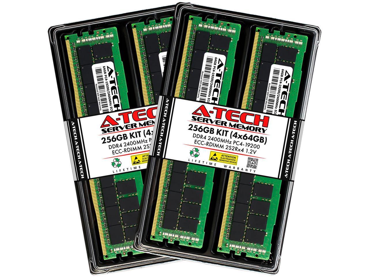 A-Tech 256GB (4x64GB) 2S2Rx4 (4Rx4 3DS) PC4-19200R DDR4 2400 MHz ECC RDIMM Registered DIMM 288-Pin Quad Rank x4 3DS/TSV Server & Workstation RAM Memory Upgrade Kit